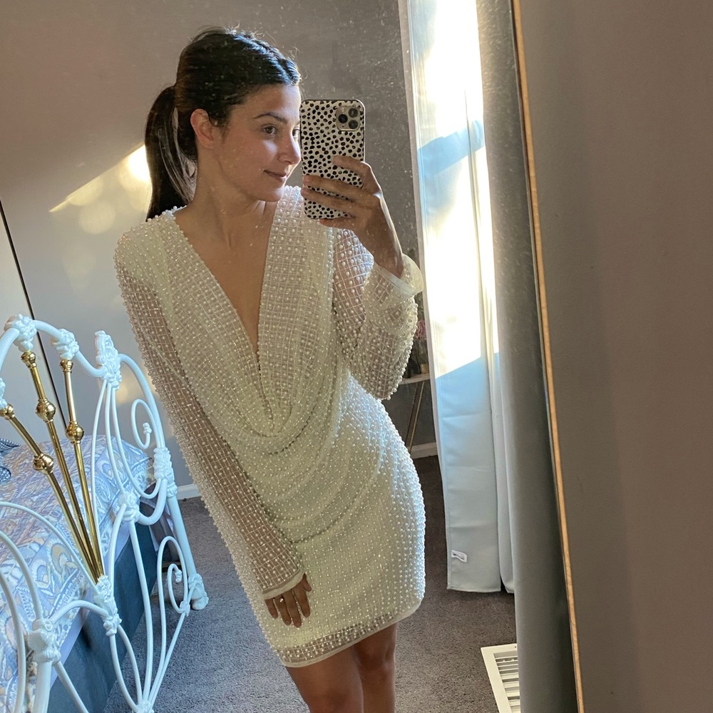 PEACE + LOVE Pearl Drape Mini Dress